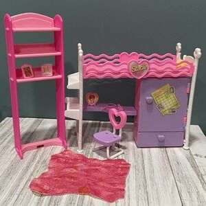 Vintage Barbie 1993 Stacie Doll & 3-in-1 Bunk Bed Bedroom Desk Set Plus Extras!